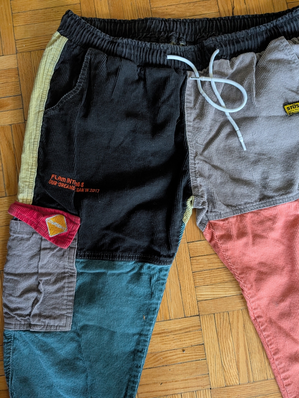 Aelfric Eden Style Colorblock Corduroy Patchwork Pants - Multicolor - Picture 3 of 3